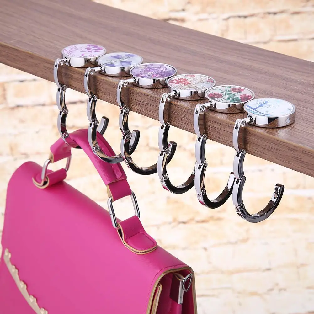New Bag Hook Portable Foldable Folding Table Purse Bag Hook Hanger Holder Handbag Crystal Rhinestone decoration