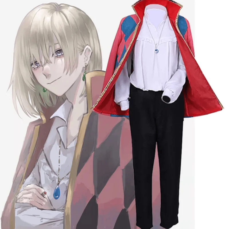 Костюм для косплея из аниме Hauru no ugoku Shiro howl пальто брюки ожерелье мужской костюм