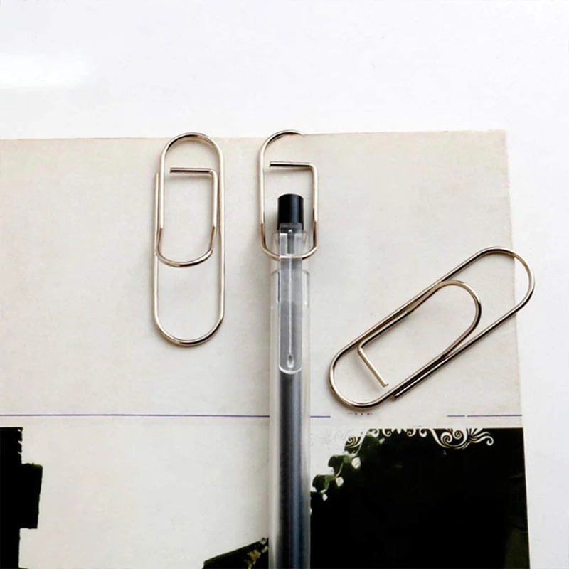 

30Pcs Pen Holder Clip Metal Pen Clip Paper Clip for Notebook Journal Paper Clipboard Picture Stationery Supply(Silver)