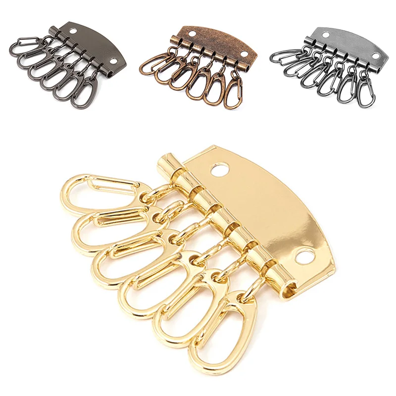 Metal Key Holder Row Keyring Organnizer With 6 Snap Hook For Leather Craft Wallet Case Purse Bag Hardware Accessories | Украшения и