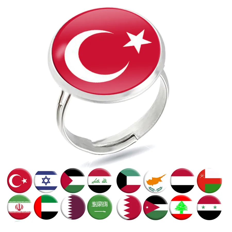 Национальные кольца с флагами Турция Израиль Саудовская Аравия Катар Джордан