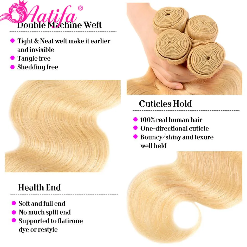 Бразильские волнистые пучки волос с фронтальной 613 блонд застежкой Remy волосы 13x4