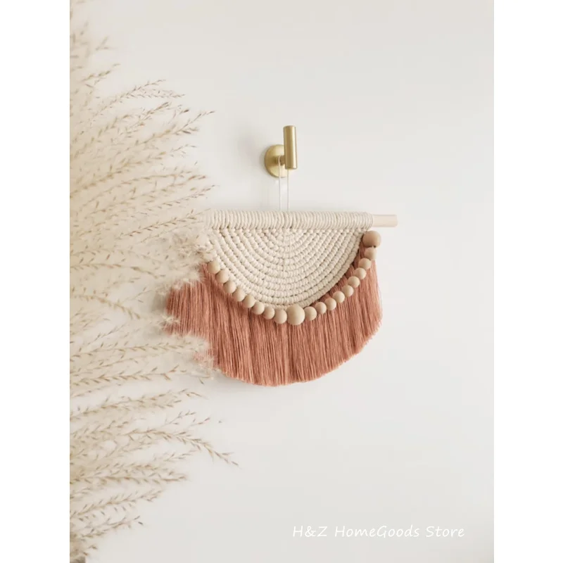 

Macrame Wall Hanging Tapestry With Wood Beads And Tassels Handmade Woven Bedroom Livingroom Decration Home Office Nursery Decor