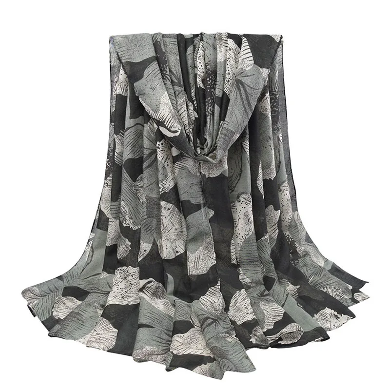 Женские длинные шарфы из хлопка и вискозы с цветочным принтом 100*180 см большие