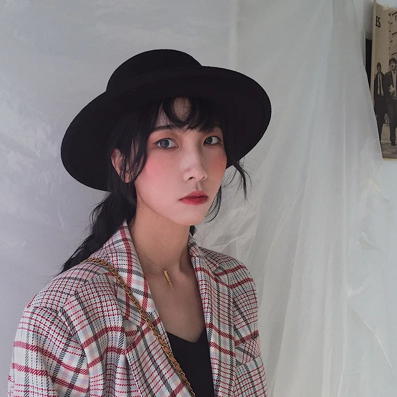 Шерстяная шляпа в винтажном британском стиле с бантом на плоской подошве сезон