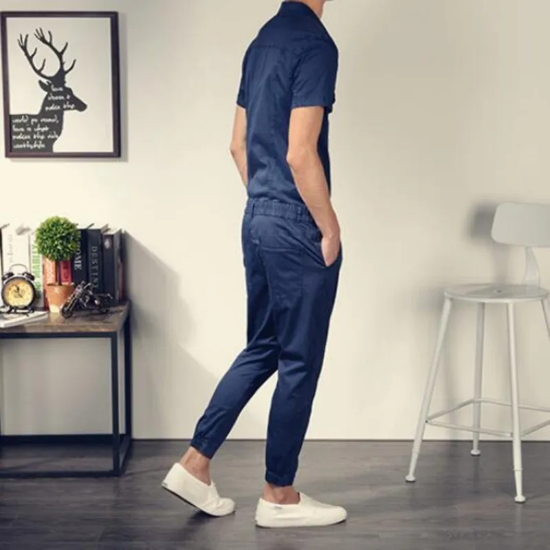 Комбинезон мужской с коротким рукавом классический приталенный Ромпер-карго в