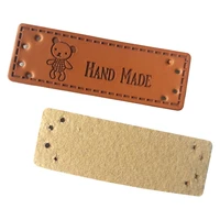 bear logo hand sewing leather clothing labels for clothes diy accessories handmade pu tags scraf accessories gift sewing label