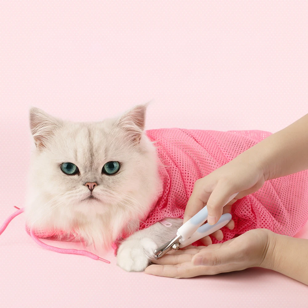 Мягкая Сетчатая Сумка для ухода за кошками регулируемые мешки ногтями