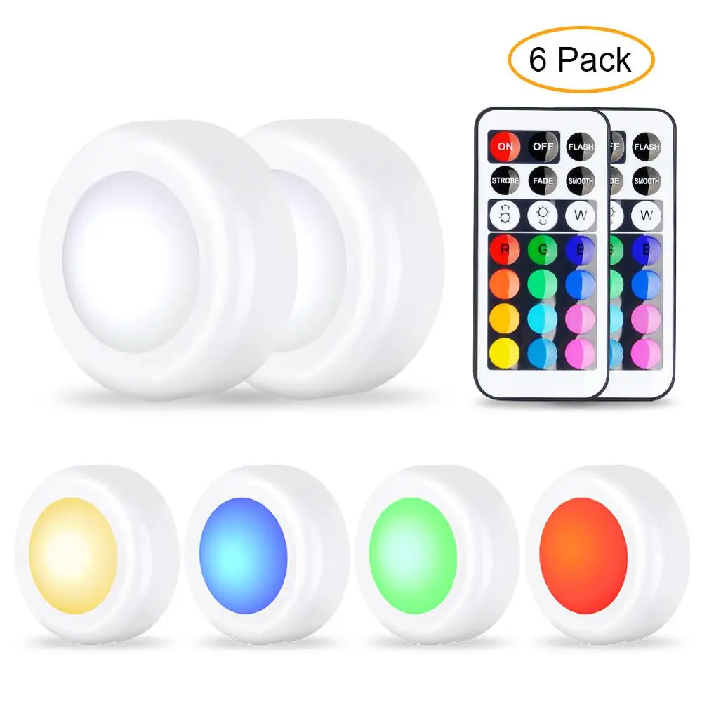 Подсветка для шкафа RGB Беспроводной светодиодный светильник шайбы изменяющий