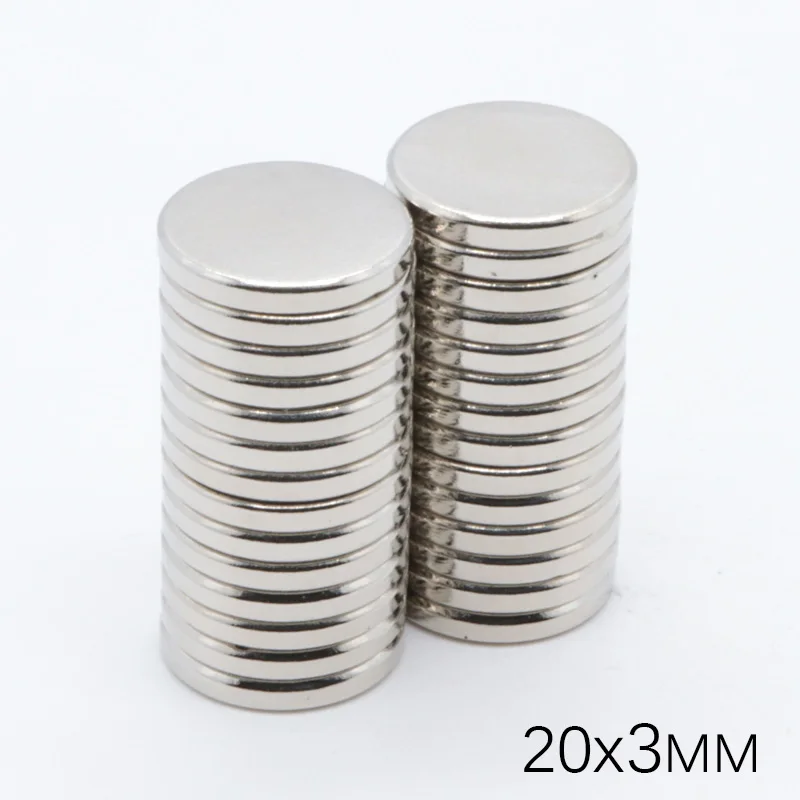 

50Pcs 20x3mm N35 NdFeB Mini Super Strong Rare Earth Fridge Permanet Magnet Small Round Neodymium Magnet 20*2 Magnetic Material