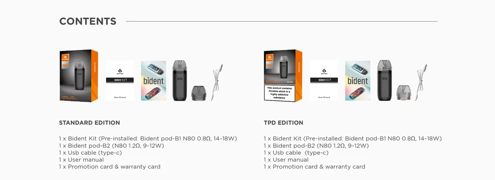 New arrival GeekVape Bident Kit with 950mAh Built-in Battery Dual Coil Pod System Kit 2ML/3.5ML POD MTL/DTL vape kit
