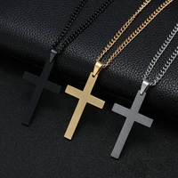 cool boy stainless steel thin pendant cross necklace for men punk silver color chain male fashion hip hop jewelry 2021