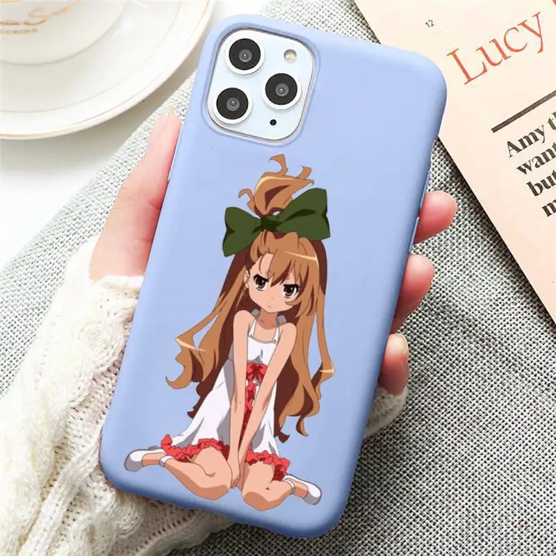 

Japan anime Toradora Taiga aisaka Phone Case Candy Color for iPhone 6 7 8 11 12 s mini pro X XS XR MAX Plus