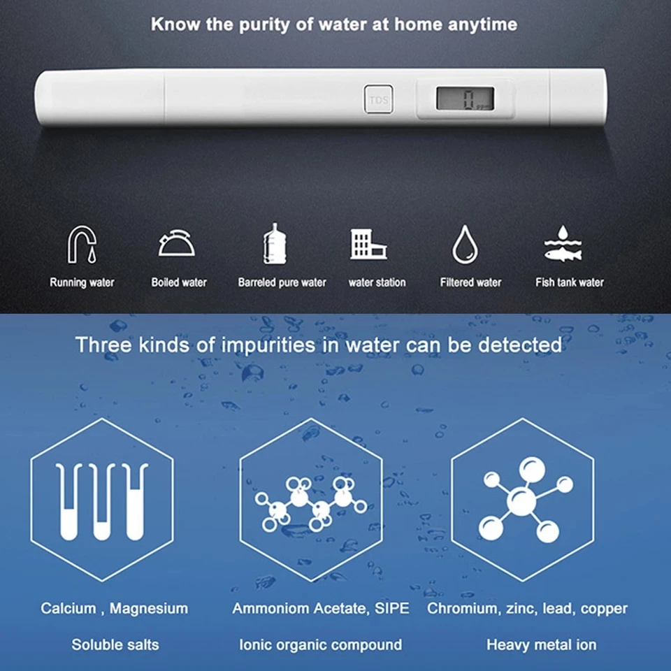 

100% original Xiaomi Mijia Water Quality TDS Tester Professional Portable Test Smart Meter PH EC TDS-3 Tester Meter Digital Tool