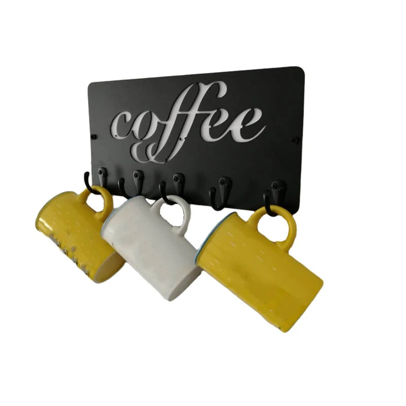 

Coffee Mug Holder,Mug Rack Wall Mounted with Coffee Sign, Coffee Cup Hangers for Kitchen Organizer,Coffee Nook Decor
