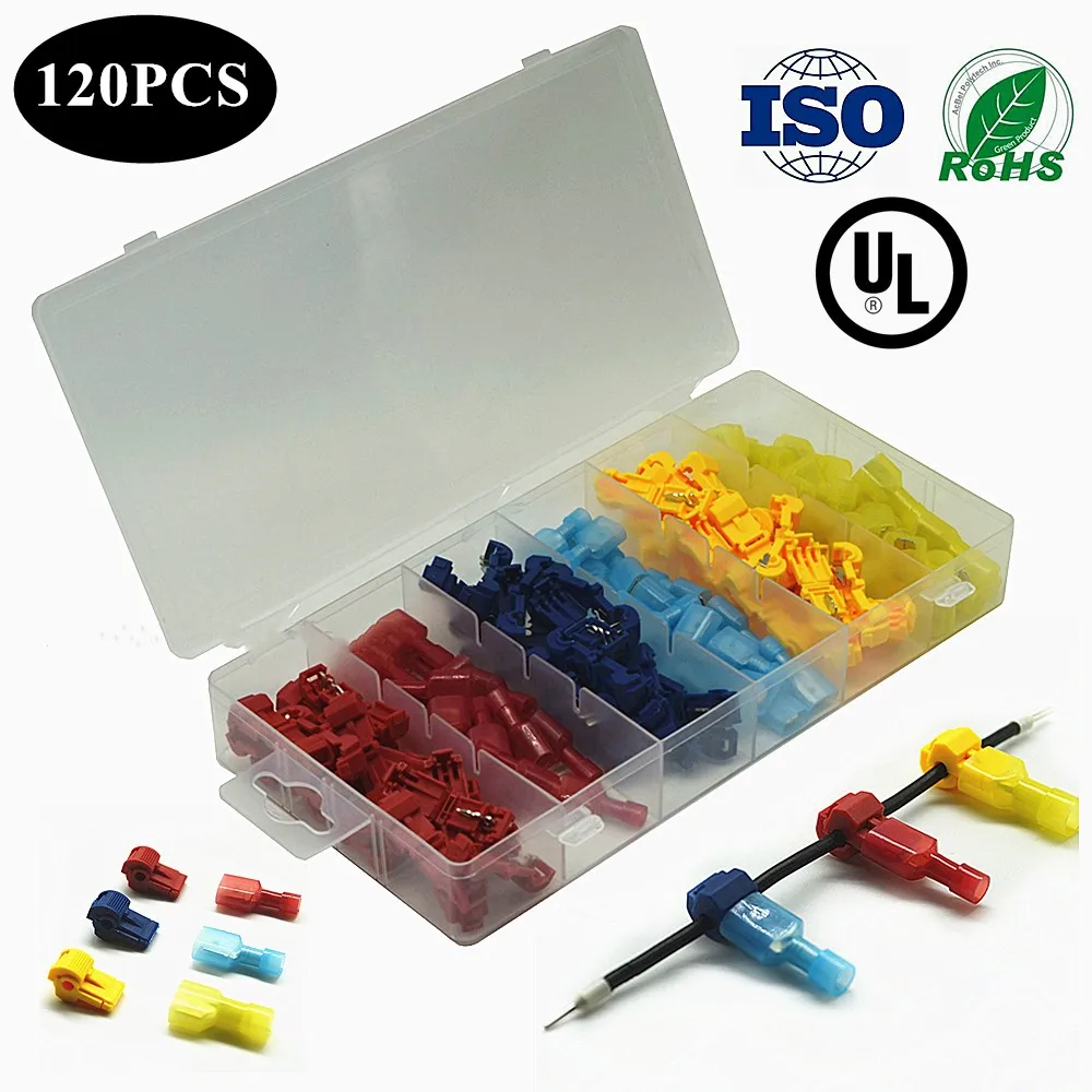 120 шт. Т образные соединители для проводов самозачистяющиеся быстроразъемные