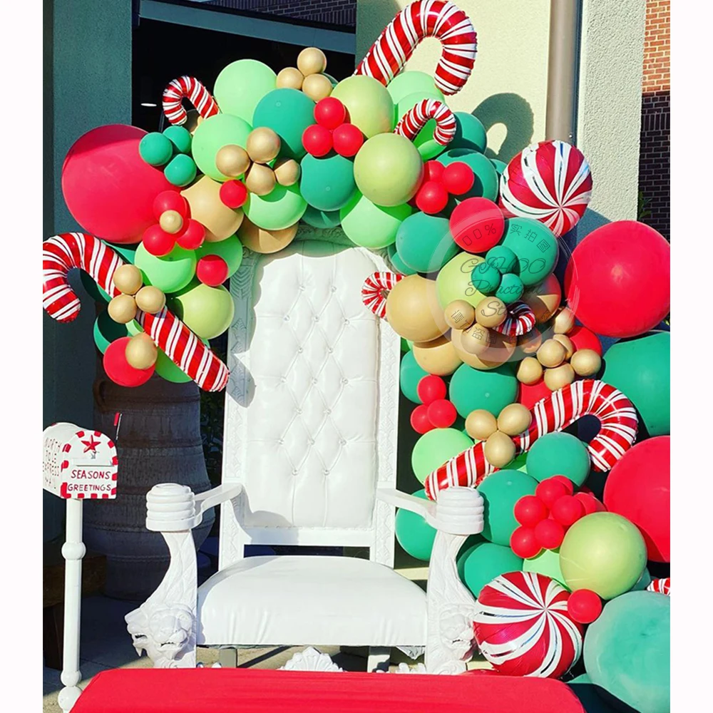 Kit de arco de guirnalda de Globos de Navidad, Canvas rojas y blancas para decoración para fiesta de Navidad, 120 Uds.