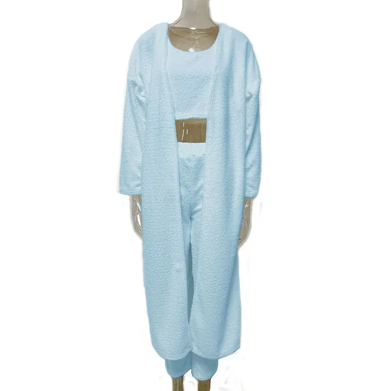

Women Coral Velvet Pajamas Set Spring Autumn Winter Pajamas 3 Three Piece Set Sleepwear Tops Shorts Coat Suit 3Colors