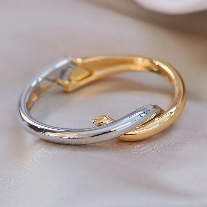 Новый дизайн простой металлический Открытый браслет геометрической формы для