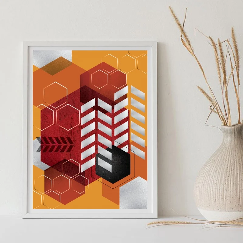 Абстрактный геометрический красный роскошный Бохо абстрактный