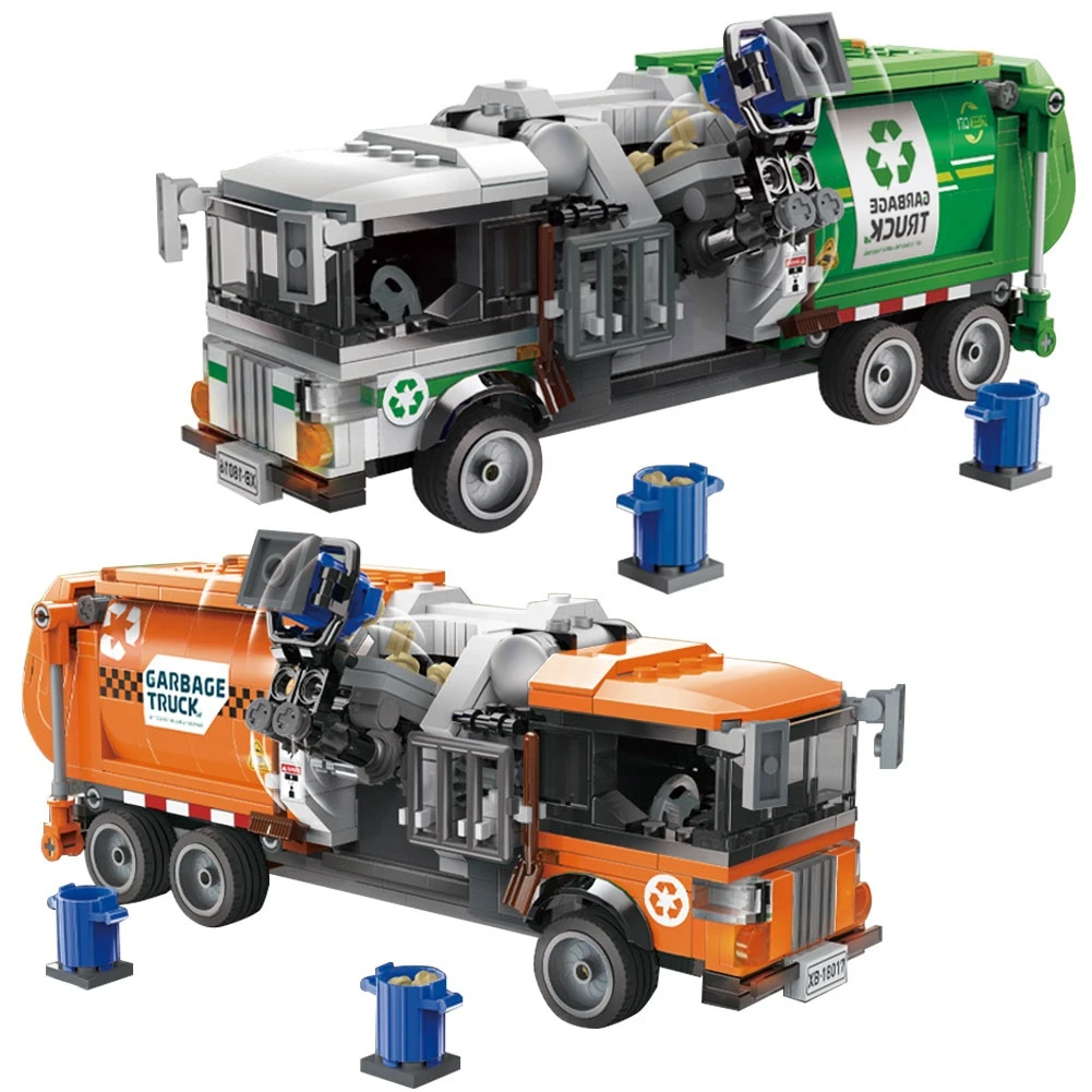 

Sanitation Truck Blocks City Creative Series High-Tech Garbage Truck Sanitation Vehicle DIY Children's Birthday Gifts