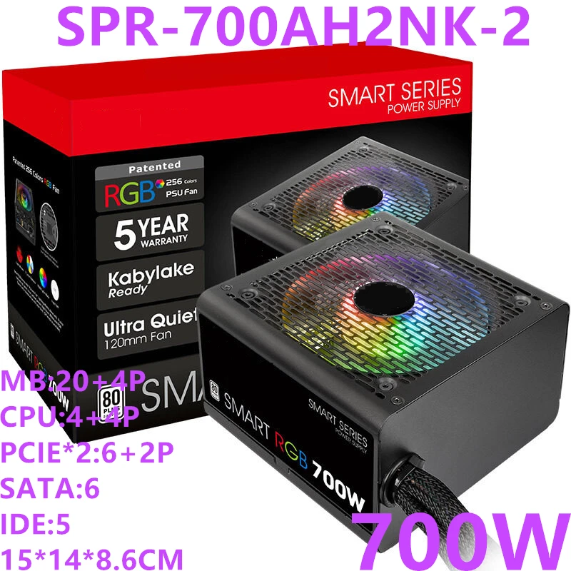 

New Original PSU For Thermaltake(Tt) Brand Smart RGB 700W Silent Power Supply for Desktop Mainframe Power Supply SPR-700AH2NK-2