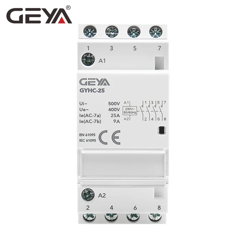 GEYA GYHC 4P 25A 4NC 4NO 2NO2NC 3NO1NC Din Rail Тип бытовой модульный контактор переменного тока 50/60Hz