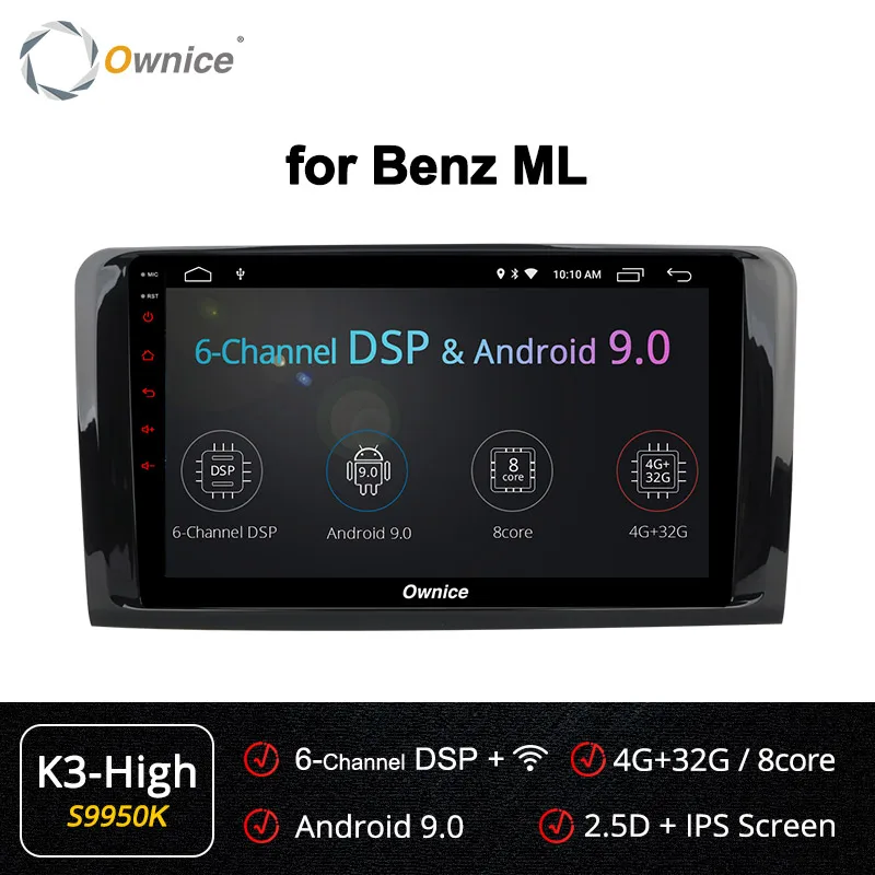 S9950 K3-High Ownice Android 9,0 dvd-плеер автомобиля k3 k5 k6 для Mercedes Benz W209 W203 W168 M ML W163 W463 Viano W639 Vito Vaneo gps Радио 360 - Цвет: S9950 K3-High