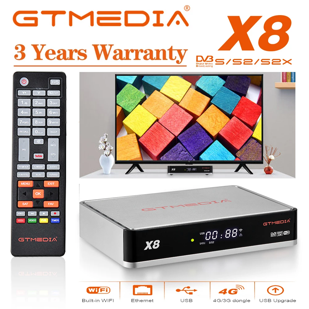 Новый Gtmedia X8 DVB S/S2/S2X цифра спутниковый телевизионный ресивер Встроенный Wi Fi