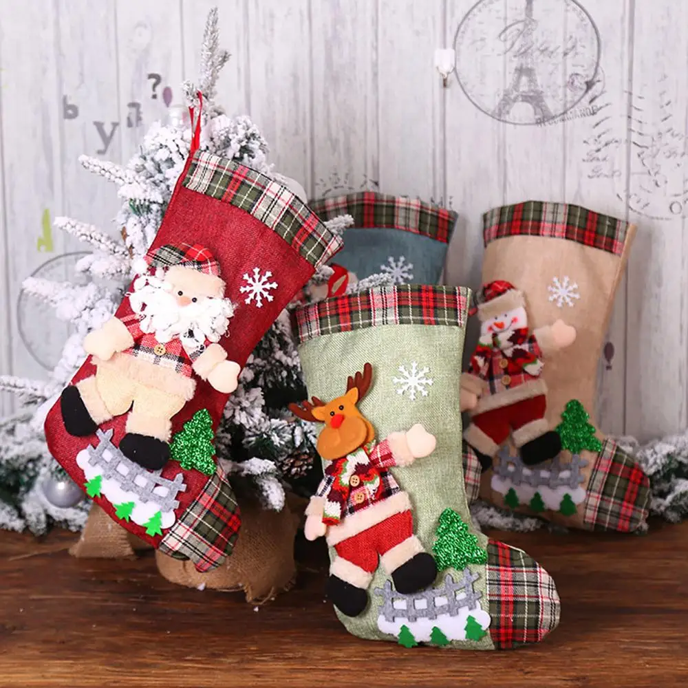 

Socks 2019 Hot Sale New Xmas Tree Ornament Decoration Party Holiday Christmas Santa Claus Decor Gift Patchwork