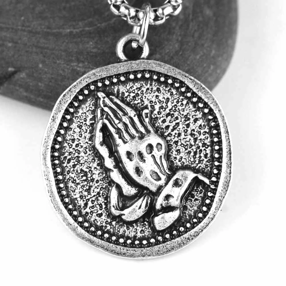 A305 Prayer Hand Подвеска с Майклом с защитой от Archangel, подвеска guuradian Angel Wing, патрон, католический медальон, ювелирные изделия, Прямая поставка - Окраска металла: A305 Prayer Hand