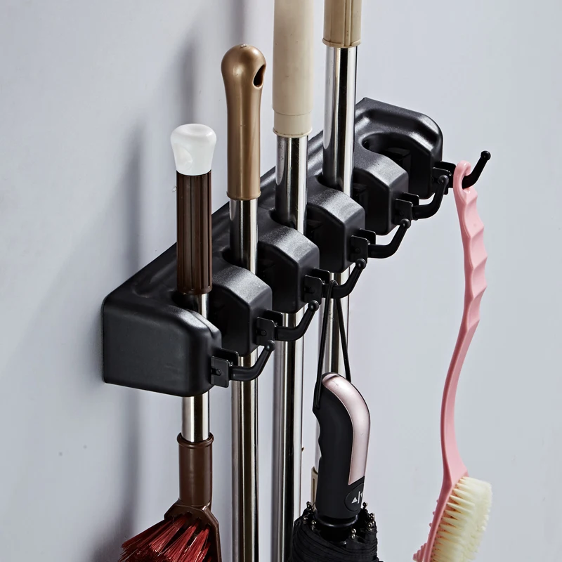 

Multifunctional Broom Holder with Hook Practical Home Hanging Storage Rack for Bathroom Balcony Living Room L9