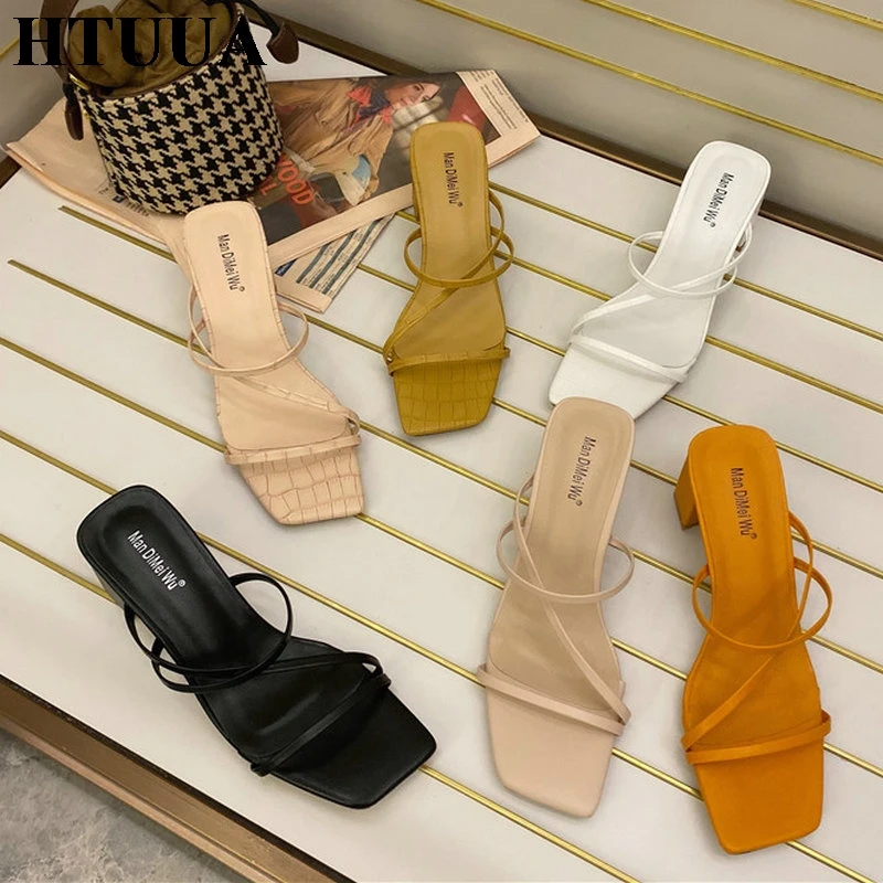 HTUUA/Новинка 2020 года Летние женские шлепанцы Модные прозрачные без задника на