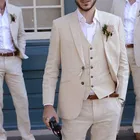Новейший дизайн пальто и брюк бежевый 3 шт. приталенный Свадебный костюм Bestmen летний смокинг для жениха для брака 3 шт. (пиджак + брюки + жилет)