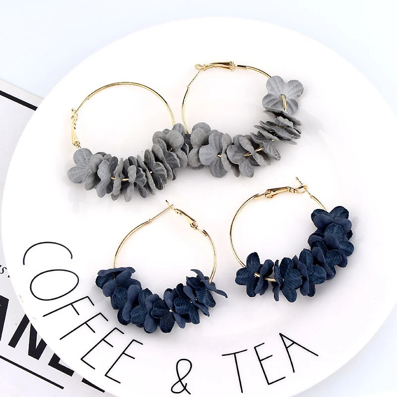 

Earring Hoops For Women Fashion Aesthetic Circle Accessories Korean Hanging Flower Unique Jewelry Earrings Colorful