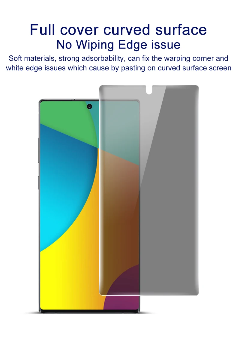 Защита конфиденциальности Антибликовое покрытие для samsung Galaxy Note 10 Plus Pro защита экрана Imak анти шпион полное покрытие изогнутая Гидрогелевая пленка