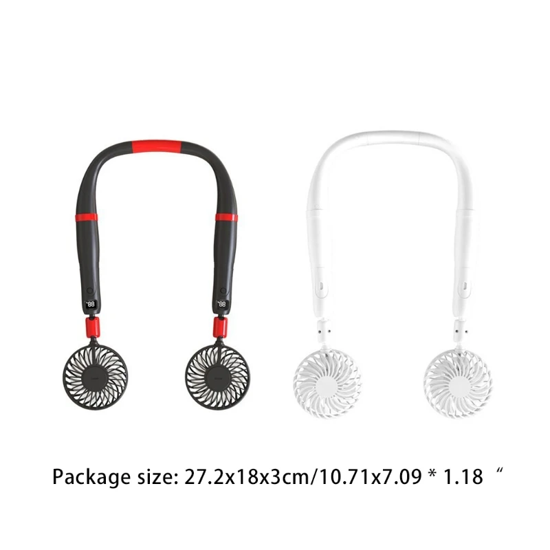 

USB Portable Around Neck Fan 2 in 1 Handheld Fan Dual 2000mAh Rechargeable Fan