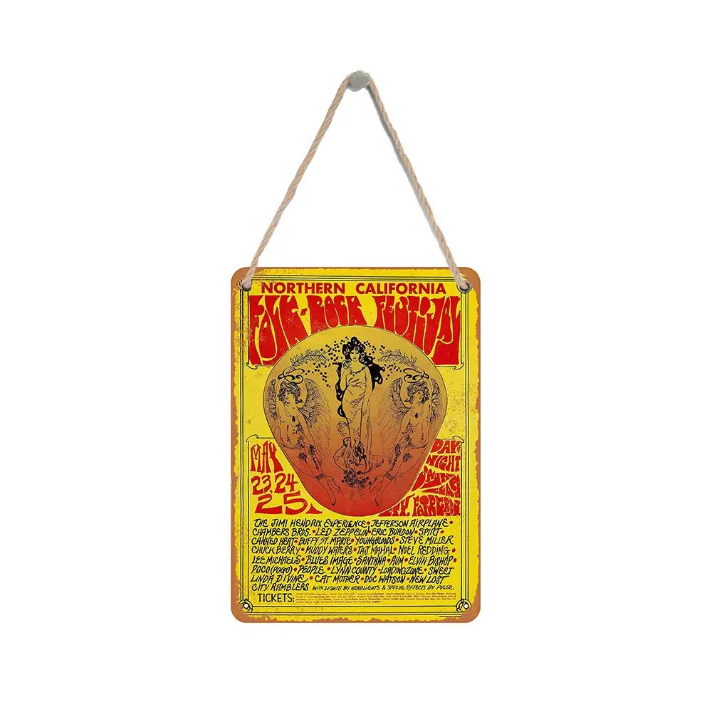 

Isaric деревянный подвесной знак 8X12 дюймов 1968 Северная Калифорния-рок фестиваль Забавный деревянный знак