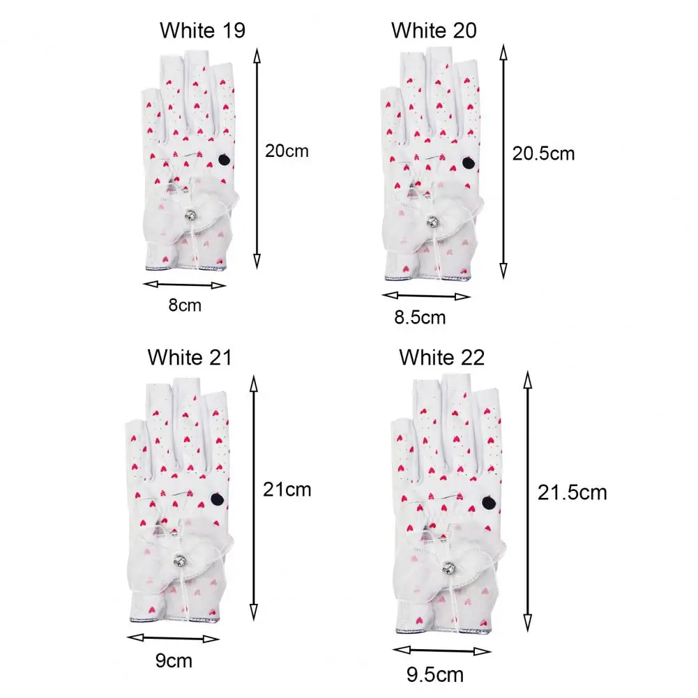 1 Pair Women Non-slip Bowknot Fingerless Heart Shaped Golf Gloves for Outdoor Sports Golf Gloves Women Sports Golf Gloves 2021