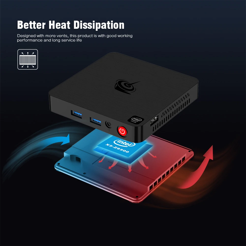 Beelink T4 настольный мини ПК Windows 10 Intel Atom x5 Z8500 Graphics 600 4 Гб RAM 64 eMMC 2 4G + 5 8G WiFi 1000 Мбит/с USB3.0