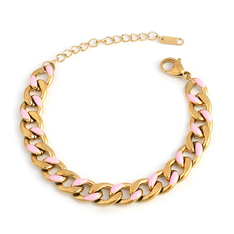

Punk Cuban Gold Color Bracelet Stainless Steel Bracelets For Women Thick Chain Bracelet Bracelet Color Charm Bracelet Jewelry