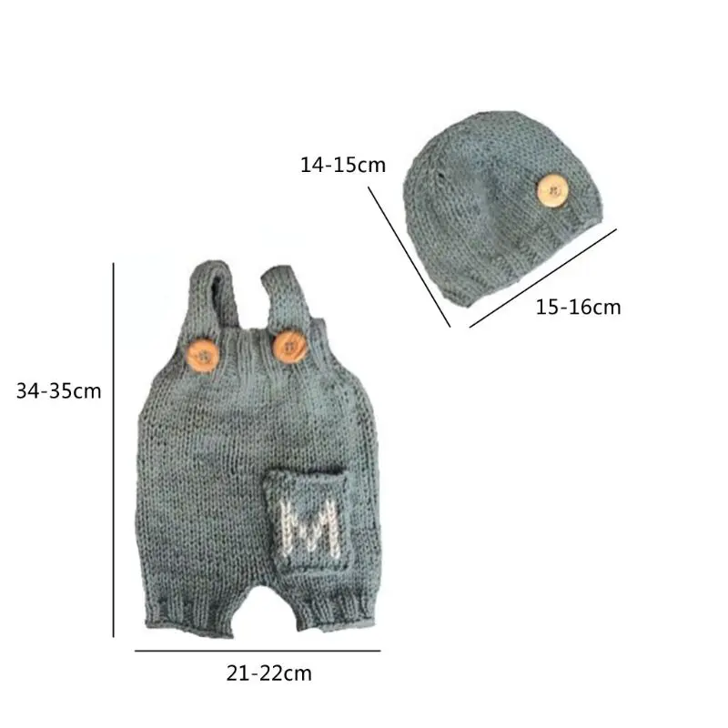 

23GD 2pcs/Set Newborn Photography Props Handmade Infant Outfits Baby Crochet Knit Hat