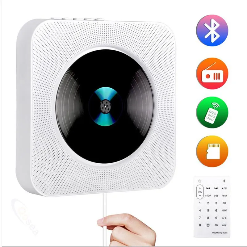 

CD Player With Bluetooth Wall Mountable Loudspeaker LCD Display Home Audio Boombox Stereo Music Center Remote Control FM Radio