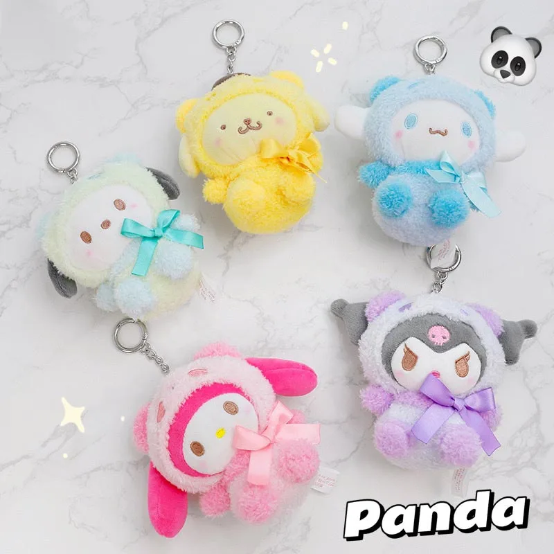 Плюшевые игрушки Sanrio милые брелоки Hello Kitty Kuromi Plushie аксессуары домашний декор