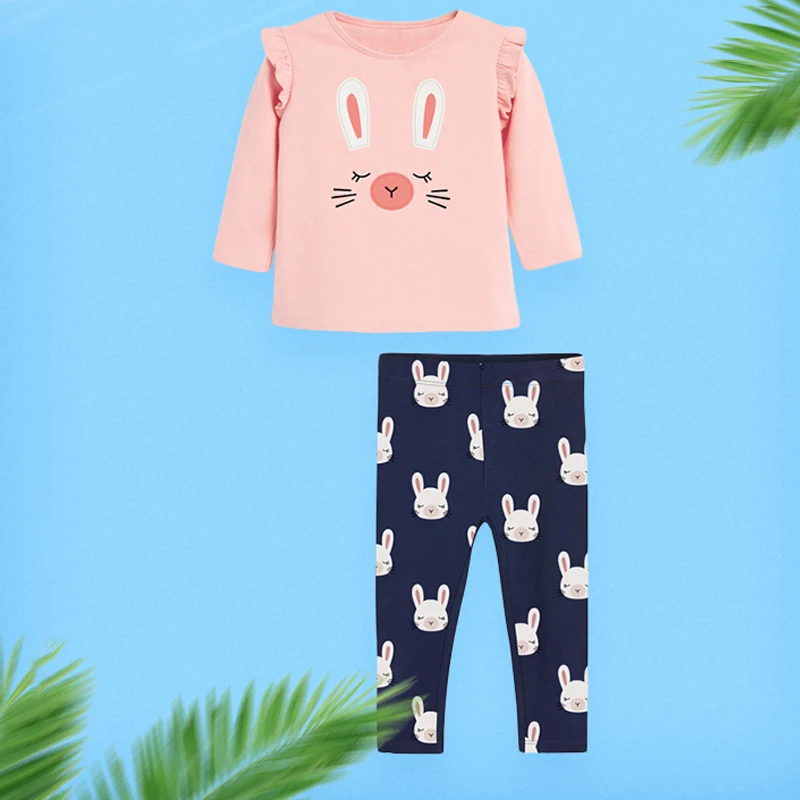 

Kids Girls 2pcs Autumn Clothing Sets Cartoon Rabbit Printed Top Bottom Suit for Children Girls Clothes