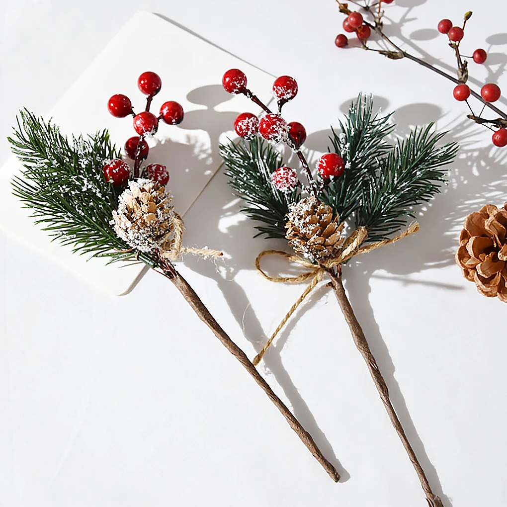 Поддельные ветки снега мороза сосны пластиковые рождественские украшения DIY