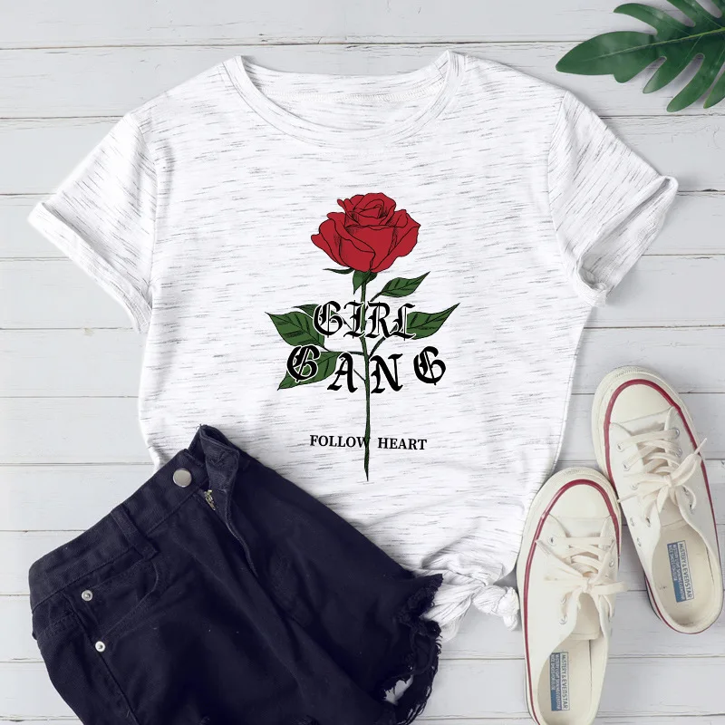 Женская футболка с буквенным и розовым принтом Харадзюку 20 новых летних