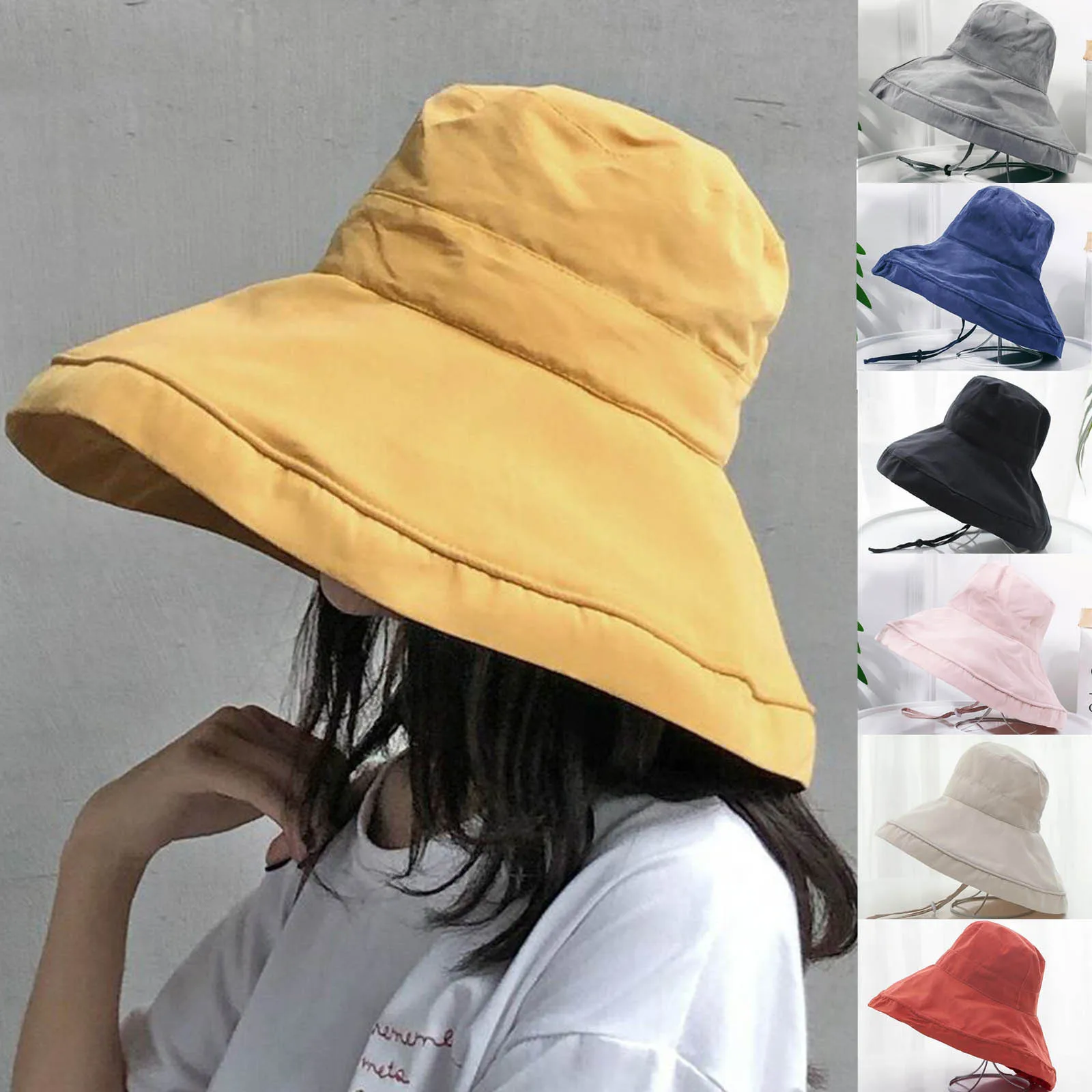 

Women Cap Japanese Solid Color Leides Fisherman Hat Elegant Beach Hat Spring Summer Women Hat Flat Linen Bucket Hat For Women