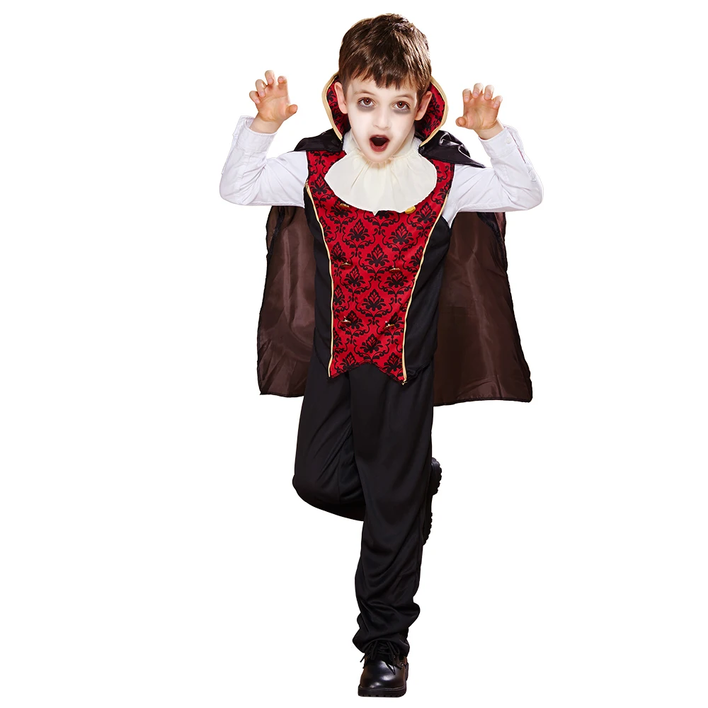 Eraspooky/ г., классический костюм для косплея Дракулы для мальчиков на Хэллоуин, детский страшный Плащ Вампира, детское нарядное платье в готическом стиле