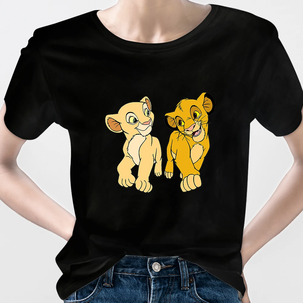 Simba Lion King Nala Women's Trend T-Shirt Lady and The Tramp Cartoon Summer Short Sleeve Best Friends Forever Matching 7 Colors images - 6